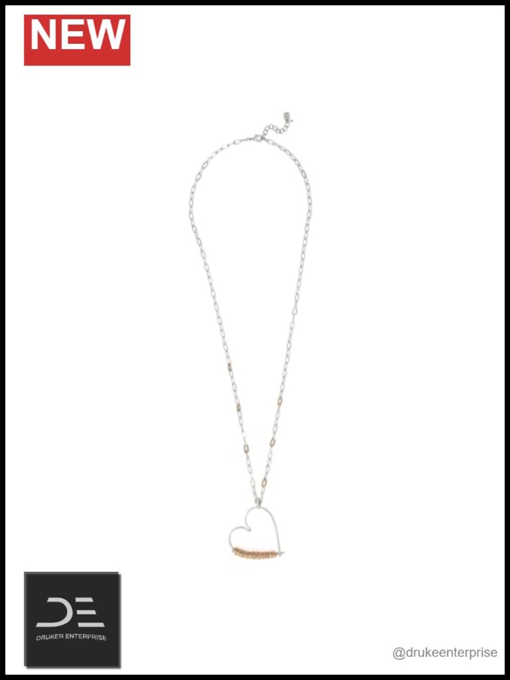 Modern Heart Pendant Necklace Open Link Chain Boho Style